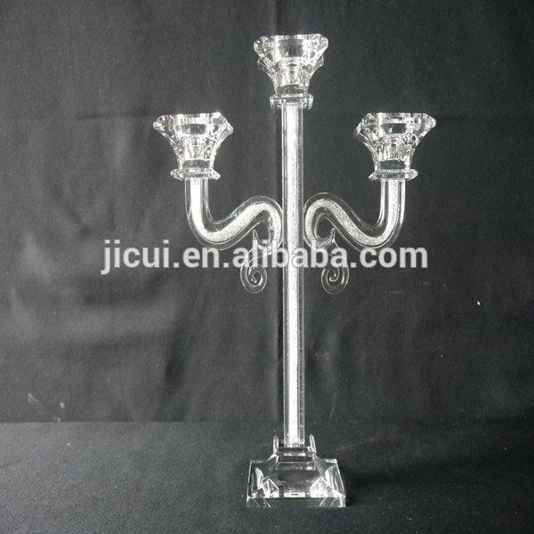 Wedding Decorative Candelabra,Crystal With Golden Metal Candle Holder