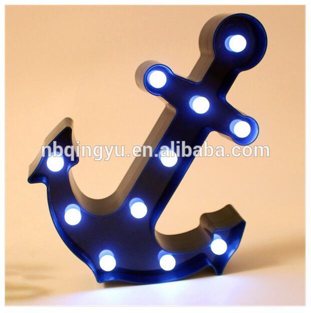 Anchor Shaped LED Marquee Sign LIGHT vintage Plastic Table Night Light Wall Lamps Battery Operated Indoor Decoration