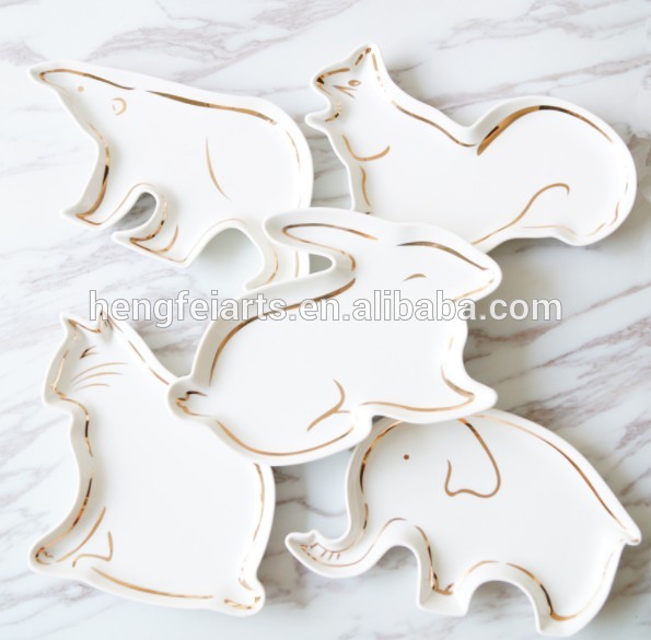 Custom Ceramic Golden Cat Shape Trinket Dish Jewelry dish For Wedding Gift, Home decoration