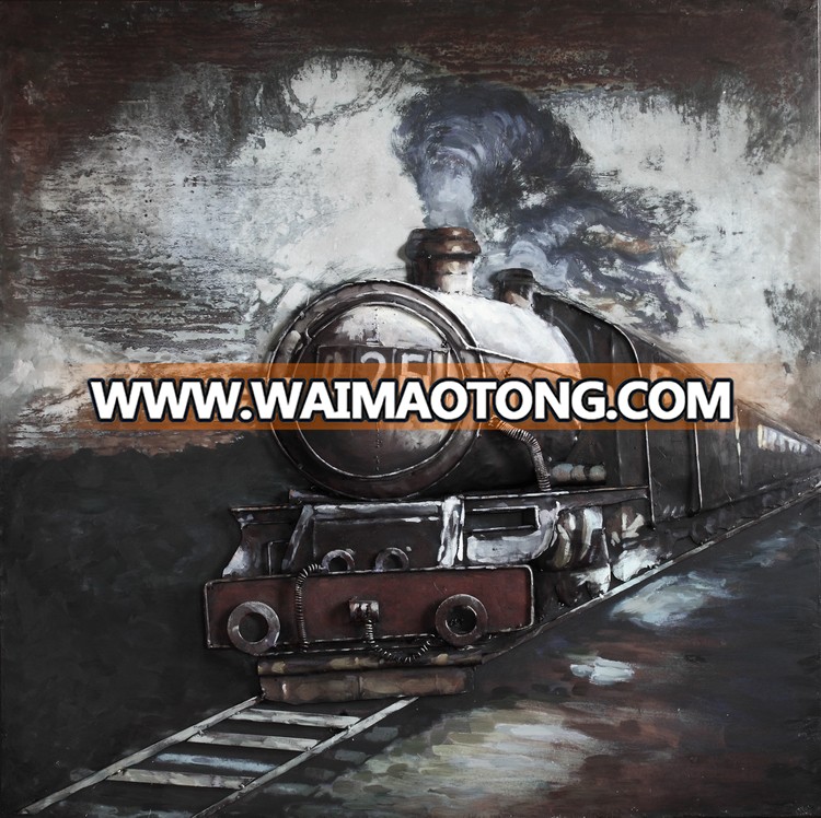 Modern iron Wall Art home Decor Cool old train styles Oil Painting