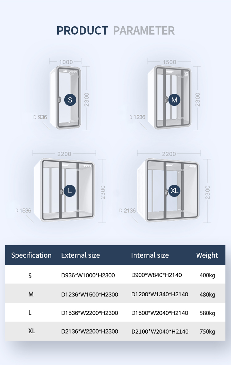 Soundproof Booth for Office Phone Booth Movable Silence Booth with Ventilation System