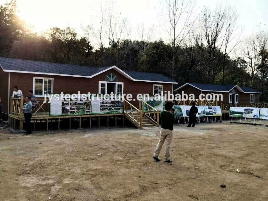 two storey prefab light steel structure wooden villa