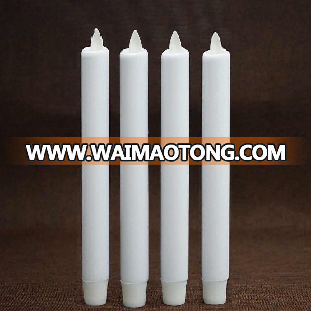 Real wax surface flameless  moving wick LED taper candles with timer and remote 2pcs/set Snow White