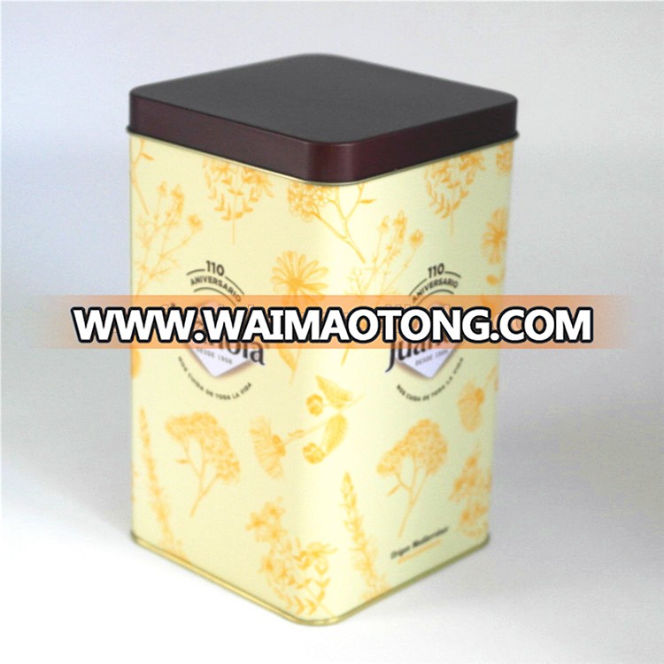 Square coffee gift storage packaging metal tin box for sale