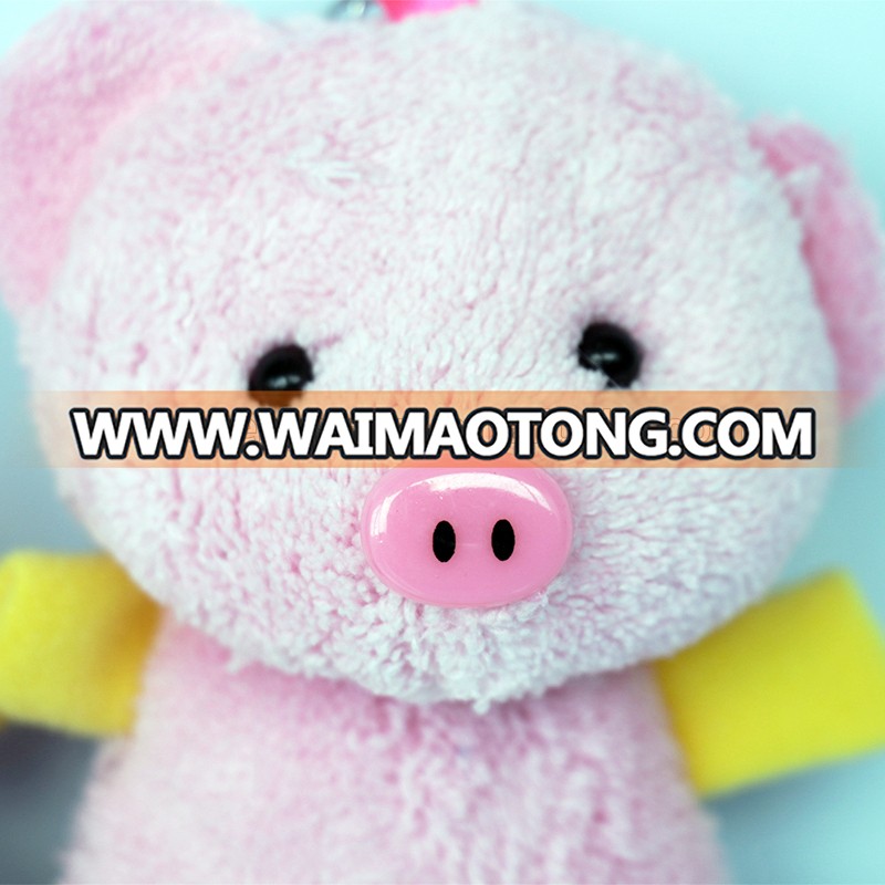 wholesale custom mini plush stuffed pink pig soft toy key chain