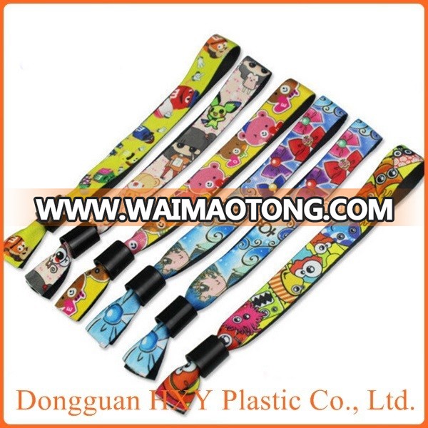 HXY One-time use custom fabric plastic clip music festival wristband