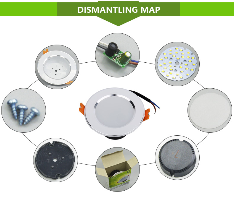 9W CRI>80 recessed smd 2835 energy-saving led down light