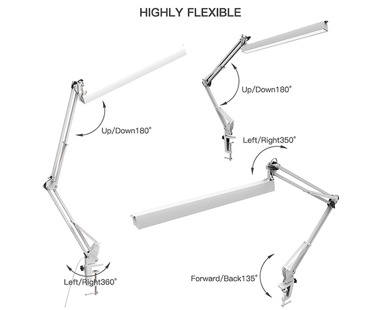 New Design Portable Luminaire Energy Saving USB Foldable Dimmable Clamp LED Touch Reading Working Desk Lamp