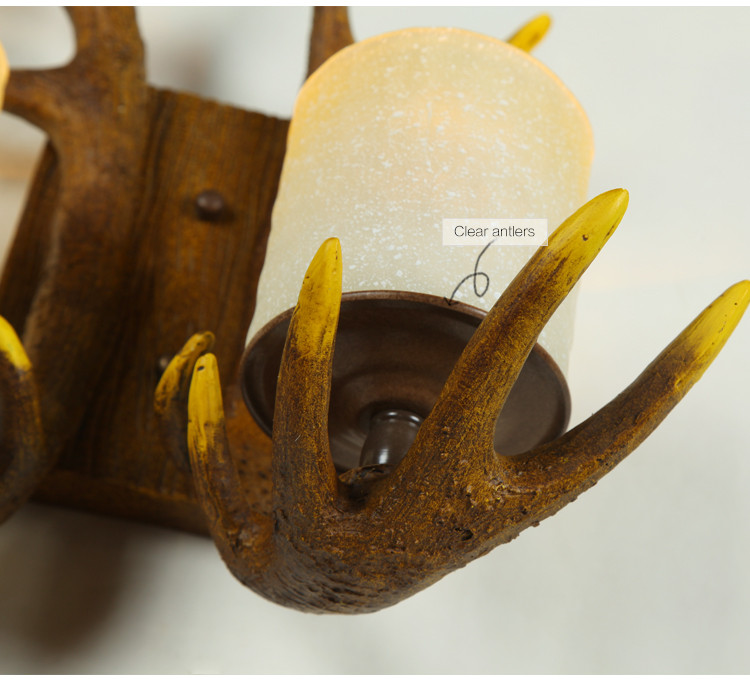 China Manufacturer Wholesale vintage resin antlers wall lamp for restaurant/hall