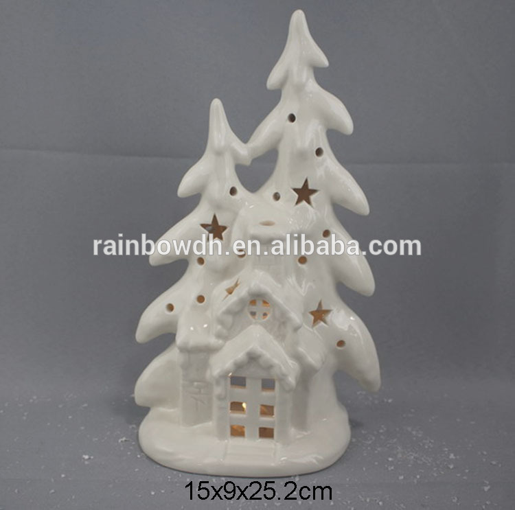 White Ceramic Christmas Tree with LED Lights