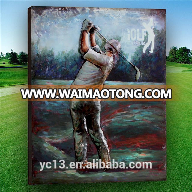 home decoration the working golfer man 3D Metal wall art painting on iron panel