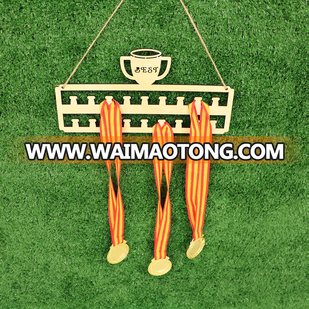 Custom WOODEN running sport medal display hanger