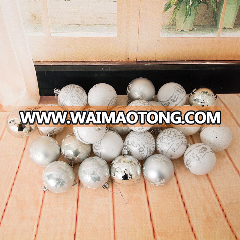 Delicate Painting & Glittering Plastic Xmas Decorated Ball Ornaments Hanging Christmas Balls Ornaments Baubles