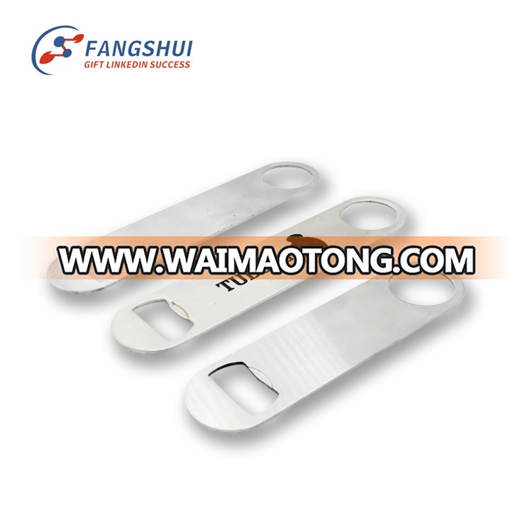 Customized logo cheap stainless steel flat sublimation blank metal beer bottle opener