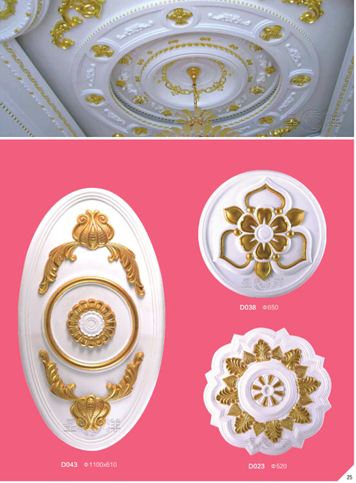 popular colorful golden gypsum medallion