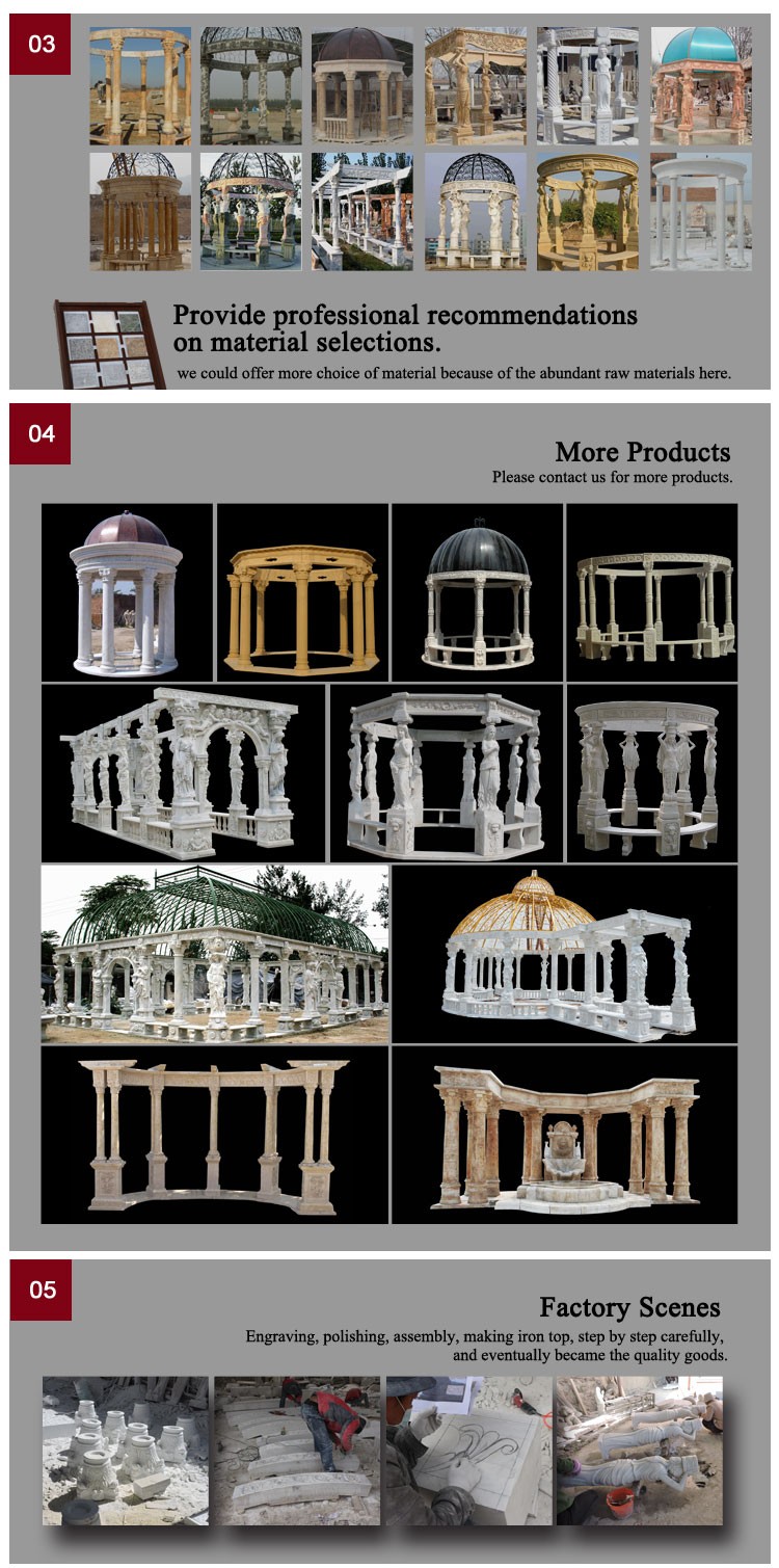 Outdoor Large Hand Carved Marble Gazebo for Garden