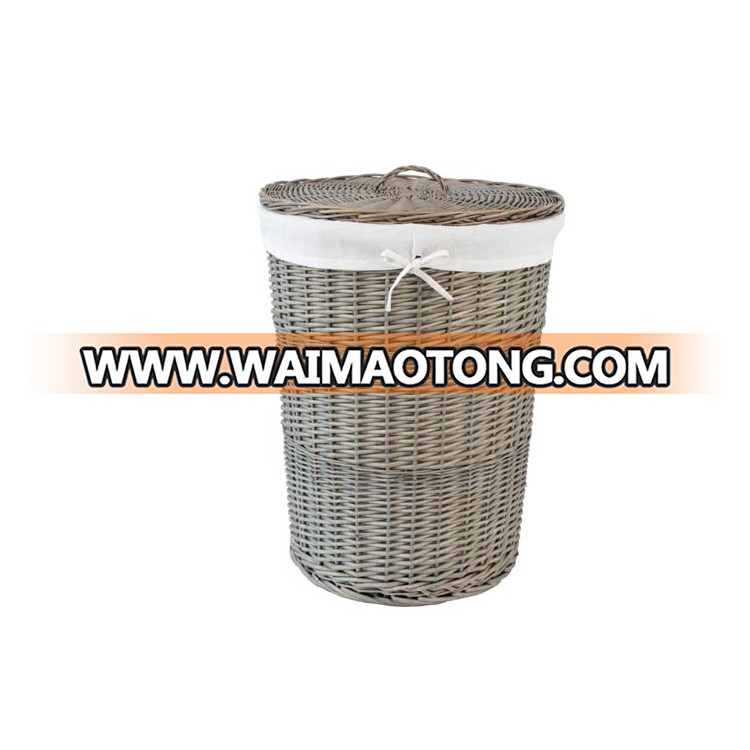 Gery home collection grey willow laundry basket corner storage wicker laundry  basket with lid