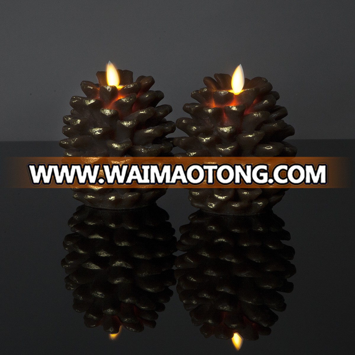 Brown color pinecone moving flame candles