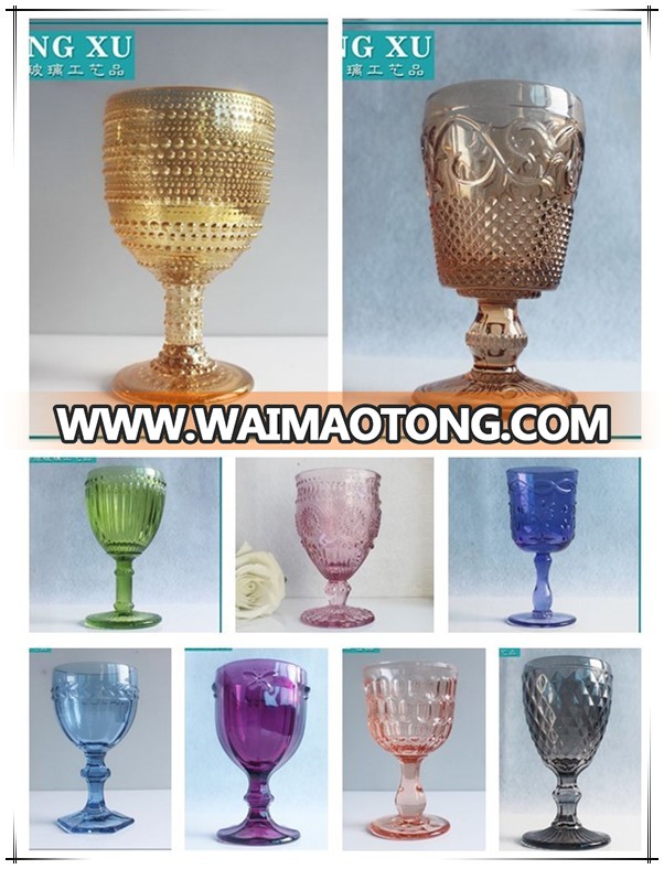 LX-G008 bulk pineapple colored crystal wine glass/drinking glass goblet