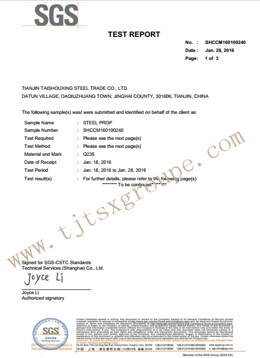 Adjustable Steel Shoring Props for Construction Material