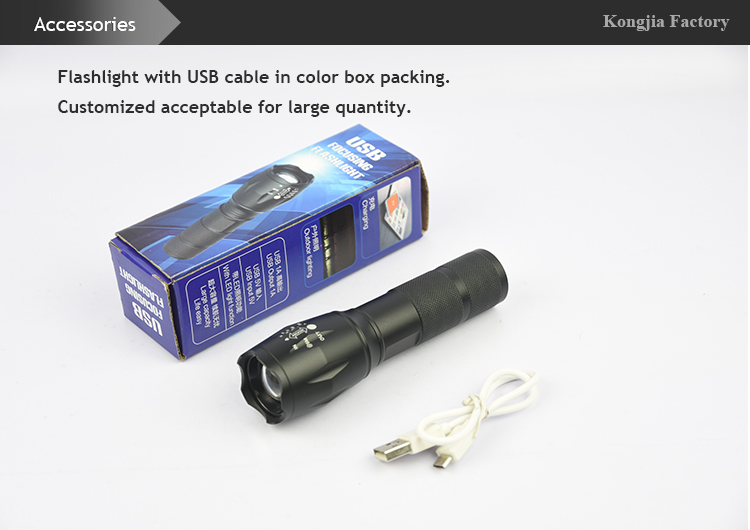 USB rechargeable led flashlight torch with power bank