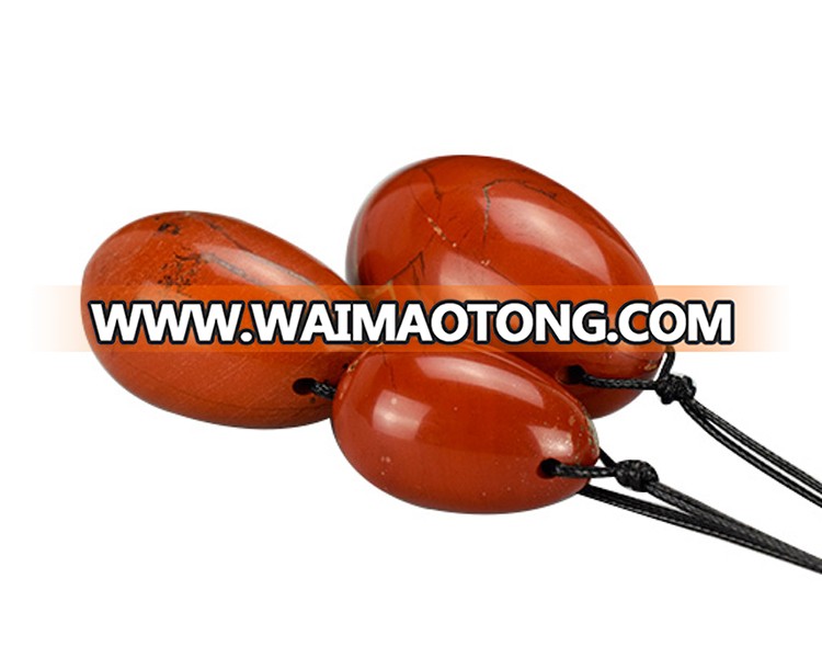 wholesale (3 pieces/set) drilled Red Jasper yoni eggs sex toy, crystal stone yoni eggs for women vaginal exercise set toy