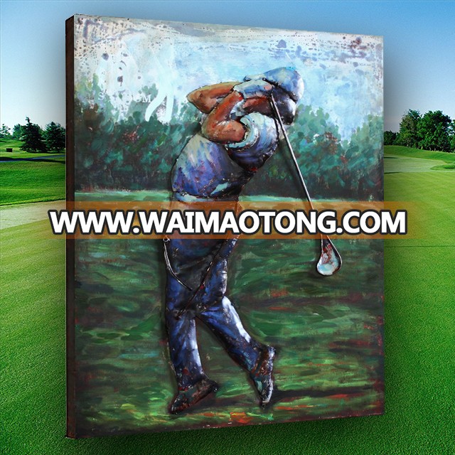 home decoration the working golfer man 3D Metal wall art painting on iron panel