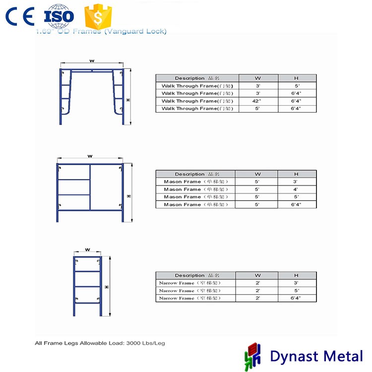 Q235 Hot Dip Galvanized Frames scaffolding