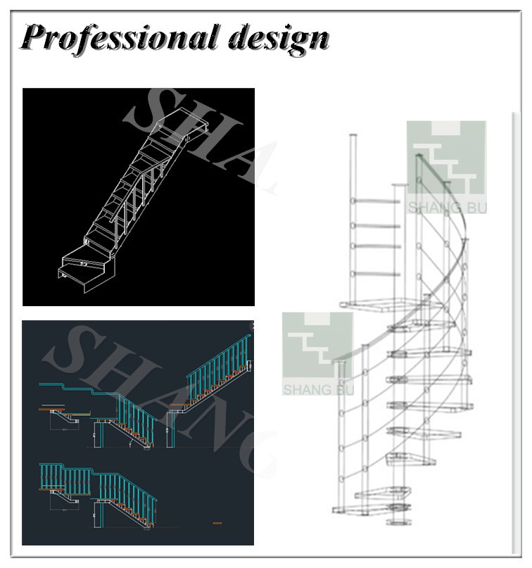 Glass steps european style arc ladder / curved stairs industrial