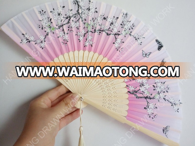 black bamboo ribs personalized silk hand fan