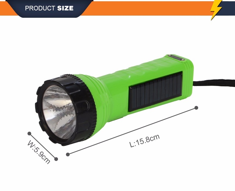 durable hand torch light solar power rechargeable led flashlight