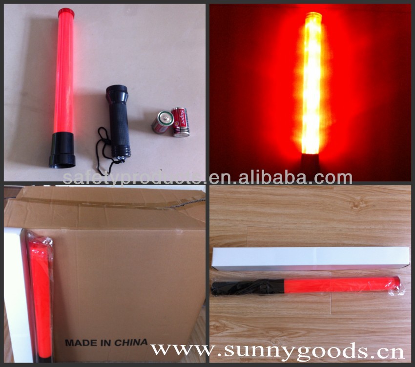 TB-900R-154cm Red LED and Torch Light Flashing Traffic Control Wand Baton