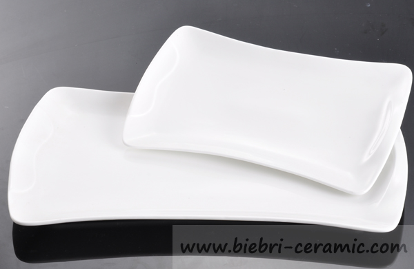 White Glossy Color Hotel Restaurant Rectangular Dinner Service Plates Dishes