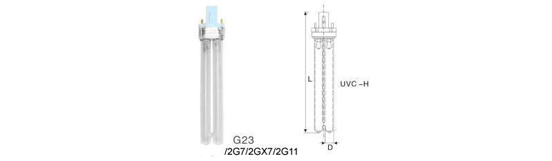 2019 Creator Single-end quartz tube 5-95W connector G23 2G7 2G11 H shape UV Ultraviolet Lamps