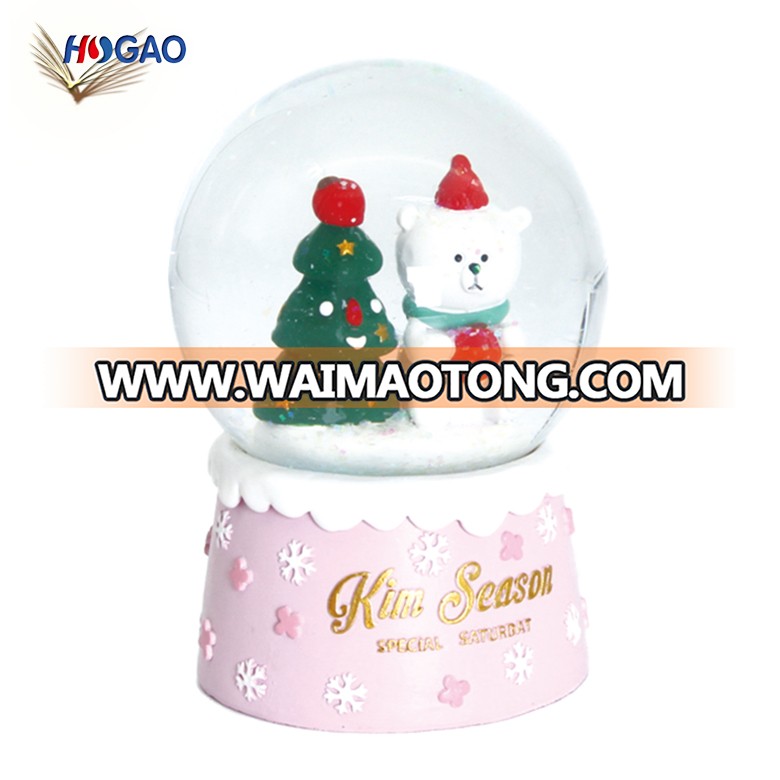 Christmas Snow Globe Teddy Bear Mini Water Ball Xmas Ornamental Decoration Gift