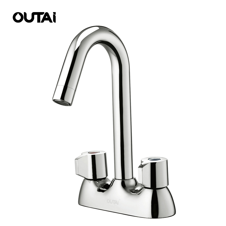 Fashion design washroom zinc handle polished chrome wash hand basin taps