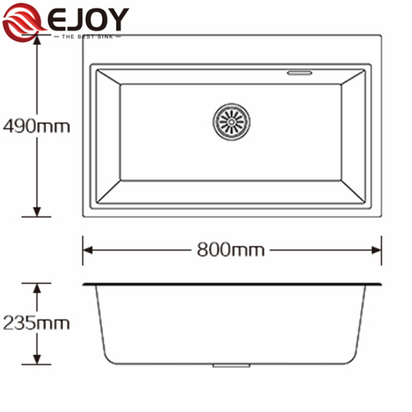 EJOY High Quality OEM/ODM composite quartz kitchen sink NET8048