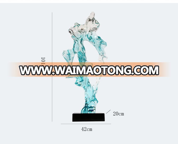 Clear resin abstract art craft sculpture modern hotel lobby decoration