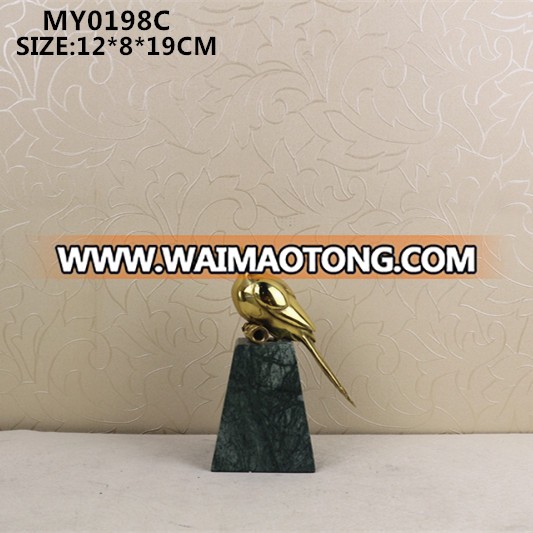 Brass animal bird statue figurines with marble base home accessories hotel restaurant decoration