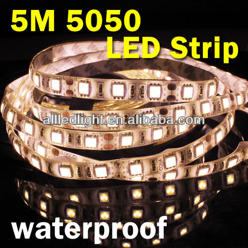 SMD 5050  RGB LED Strip Lihgt Waterproof Flexible Tape DC12V 5M 300LED+ 3A Power Supply + 24 Key Remote Control