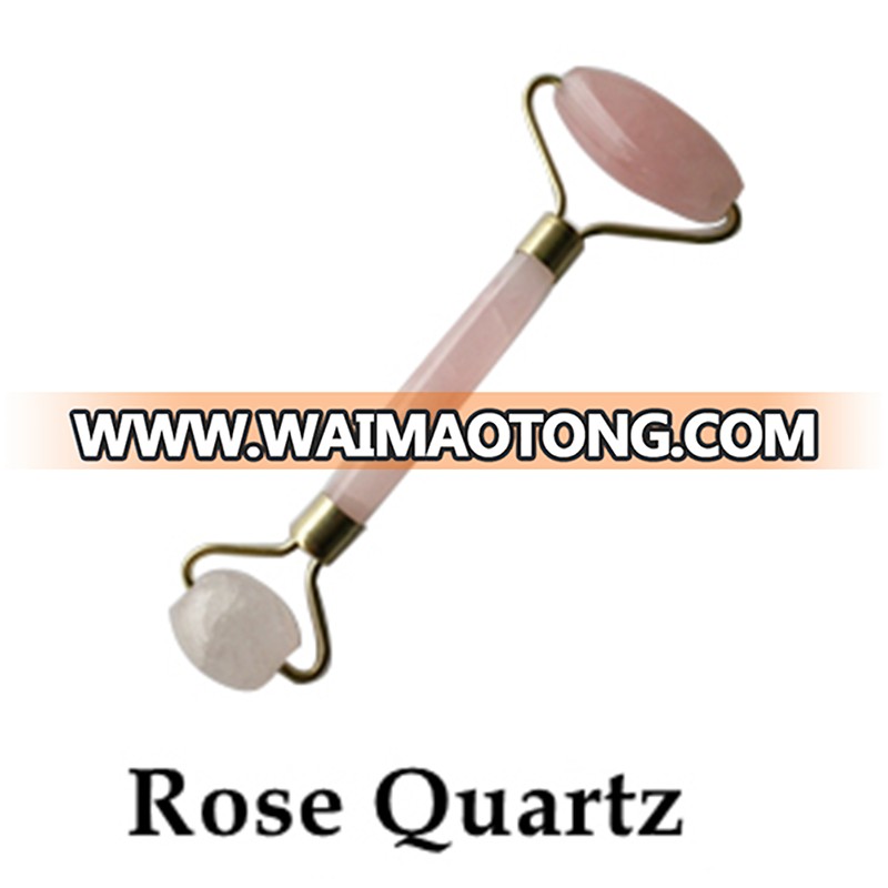 wholesale many types of natural gemstone Rose quartz facial massage jade roller