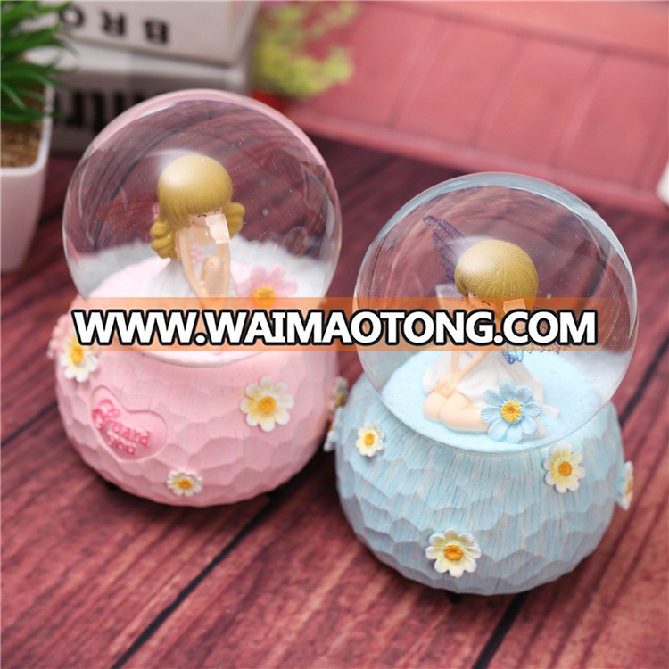 Creative light rotating flower fairy music box  birthday gift floating snow crystal ball for home decoration