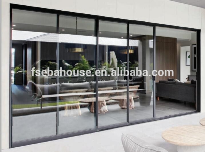 modern design corner sliding door from EBAHOUSE aluminium frame glass door double glazed doors and windows for house