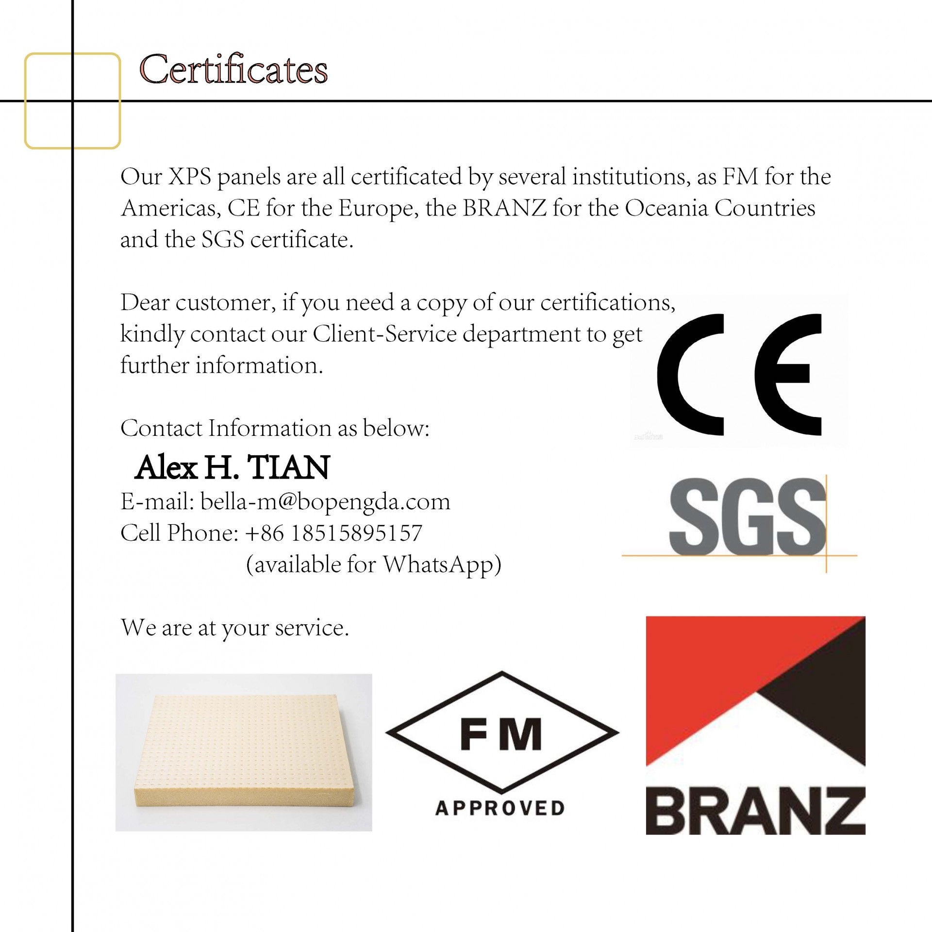 XPS Insulation Board with FM approvals