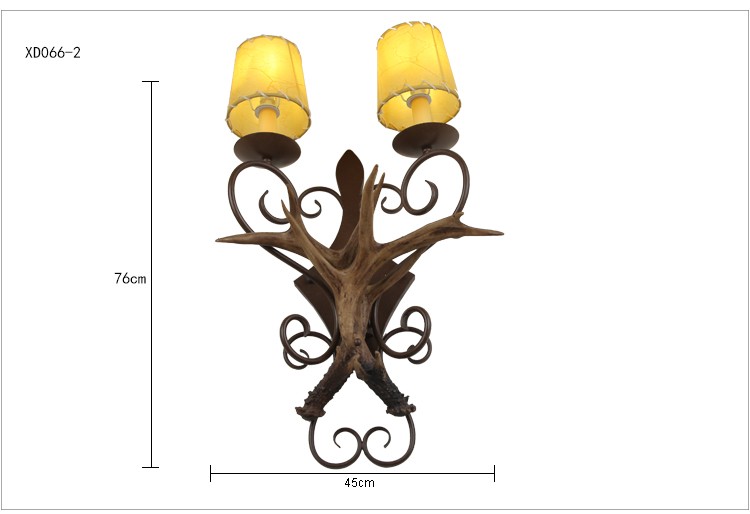 Wholesale vintage resin antlers modern hotel wall lamp with E14 edison bulb wall lamp hotel headboard