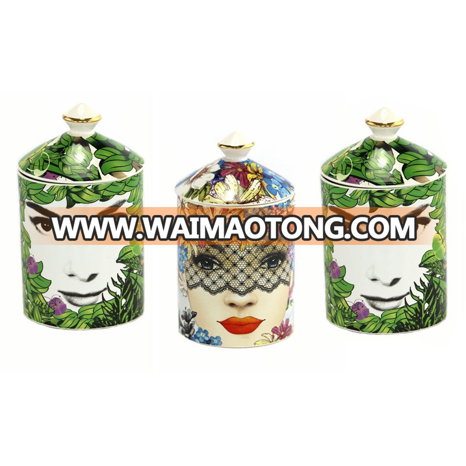 Aroma luxury candle jars ceramic jar with lid for customized fragrance soy candle