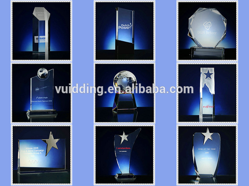 Popular Engraved Oval Transparent Glass Award For Business Gifts