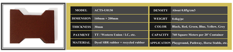 ACTSFLOOR Brand Top Quality Soft Material SBR Recycle Rubber Floor Brick Tile