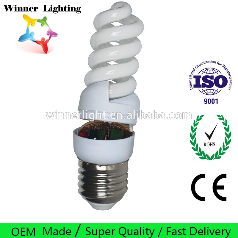 6000H E27 Full Spiral Compact Fluorescent CFL Lamp White Tri-phosphor Energy-Saving Light Bulbs