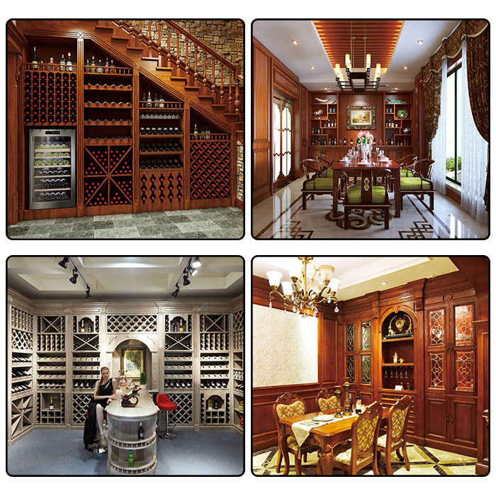 Luxury large solid wood furniture wine cabinet display custom